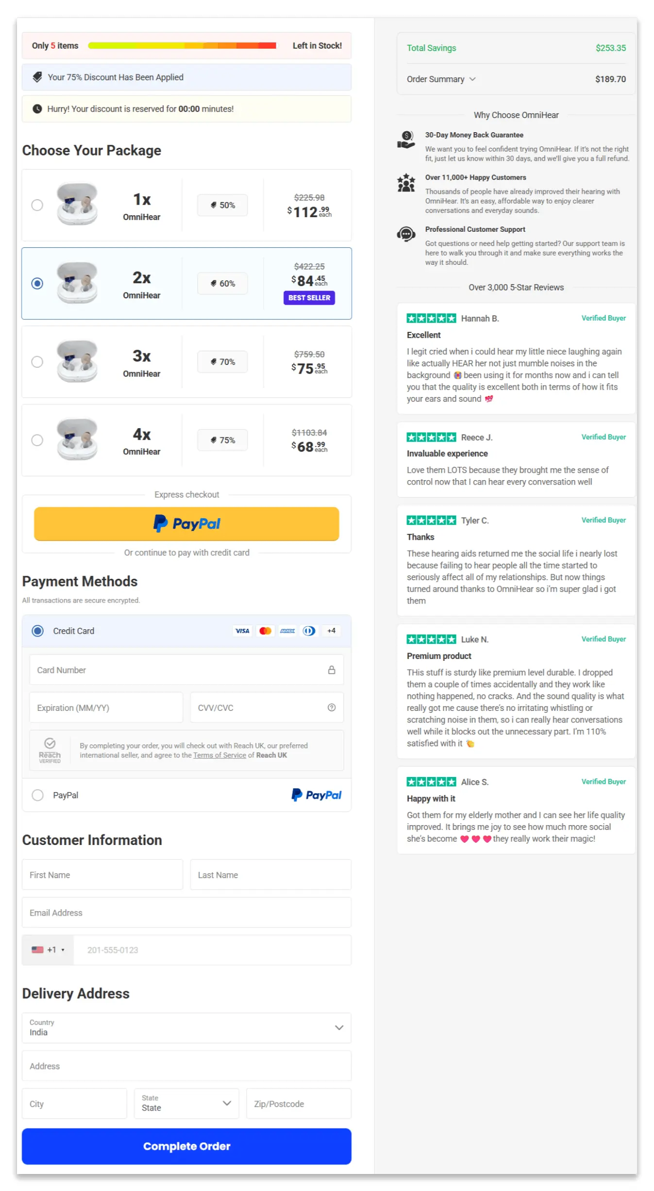 Omnihear Hearing Aids secure checkout page
